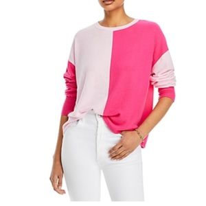 Aqua Two-tone Oversized Color Block lightweight Sweater